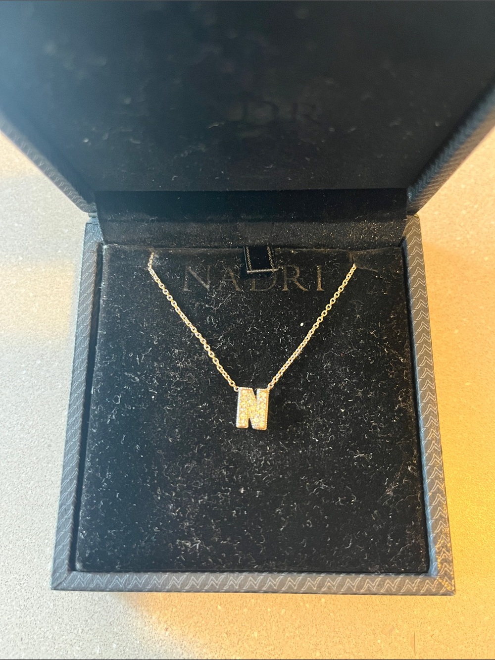Nadri silver Pavé 'N' Initial Necklace